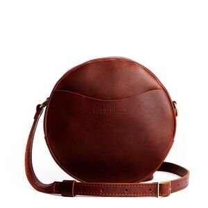 Portland Leather Large Circle Crossbody - Cognac - Gently loved!